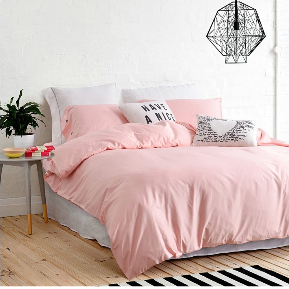 UFO Home satin cover and cover set, 4 units, superior quality, Pink, Full size.